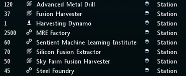 Extractors and factories working together to produce resources for the player